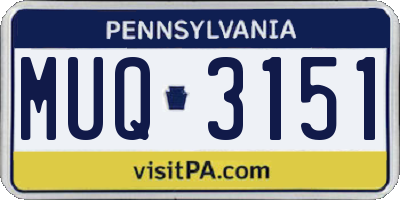 PA license plate MUQ3151