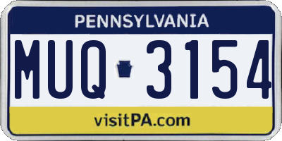 PA license plate MUQ3154
