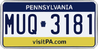 PA license plate MUQ3181