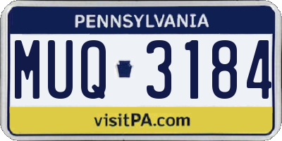 PA license plate MUQ3184