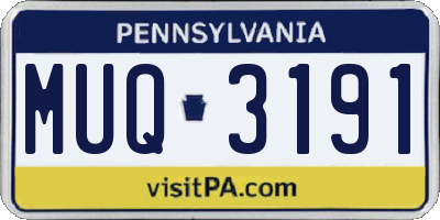 PA license plate MUQ3191