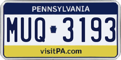 PA license plate MUQ3193