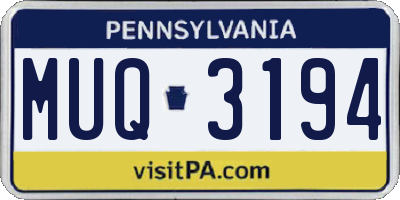PA license plate MUQ3194
