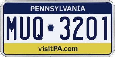 PA license plate MUQ3201