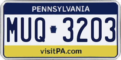 PA license plate MUQ3203