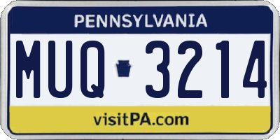 PA license plate MUQ3214