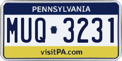PA license plate MUQ3231