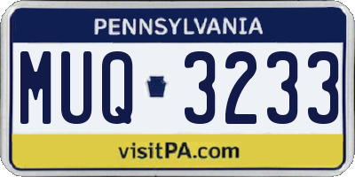 PA license plate MUQ3233