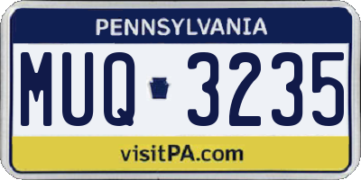 PA license plate MUQ3235