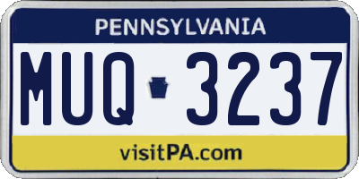 PA license plate MUQ3237