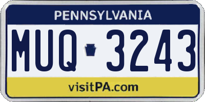 PA license plate MUQ3243