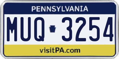 PA license plate MUQ3254