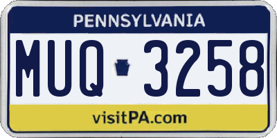 PA license plate MUQ3258