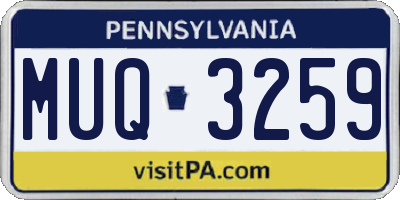 PA license plate MUQ3259