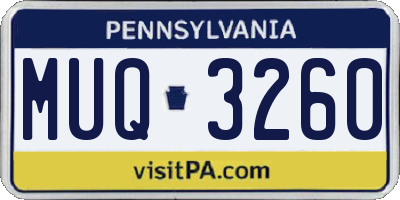 PA license plate MUQ3260