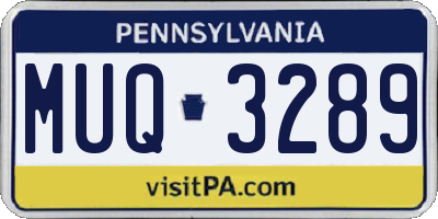 PA license plate MUQ3289