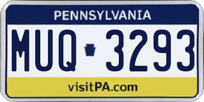 PA license plate MUQ3293