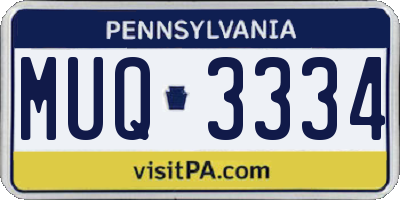 PA license plate MUQ3334