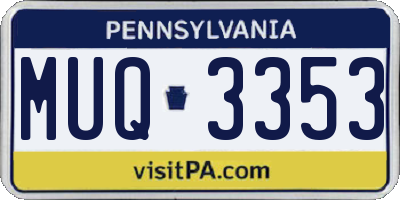 PA license plate MUQ3353
