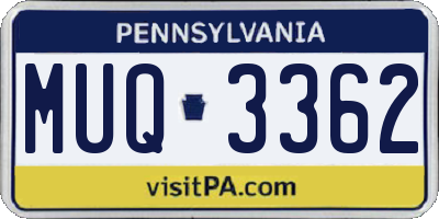 PA license plate MUQ3362