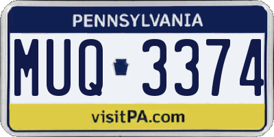 PA license plate MUQ3374