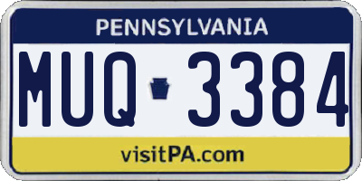 PA license plate MUQ3384
