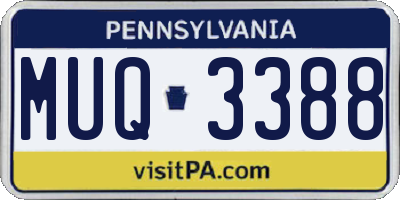 PA license plate MUQ3388