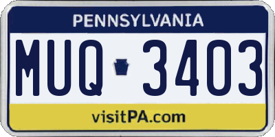 PA license plate MUQ3403