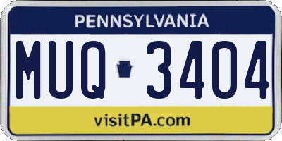 PA license plate MUQ3404