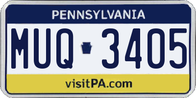 PA license plate MUQ3405