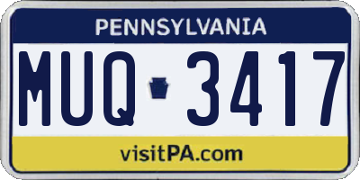 PA license plate MUQ3417