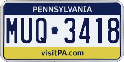 PA license plate MUQ3418