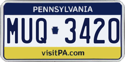 PA license plate MUQ3420