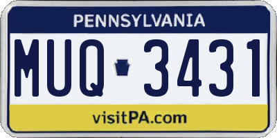 PA license plate MUQ3431