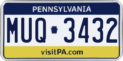 PA license plate MUQ3432
