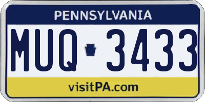 PA license plate MUQ3433