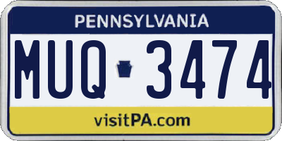 PA license plate MUQ3474