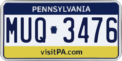PA license plate MUQ3476