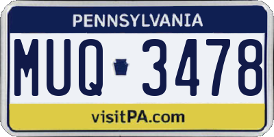 PA license plate MUQ3478