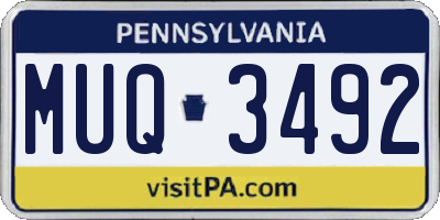 PA license plate MUQ3492