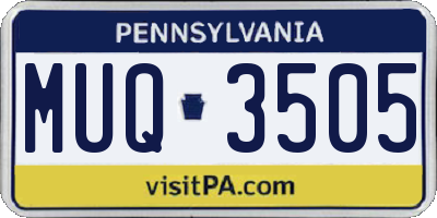 PA license plate MUQ3505