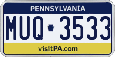 PA license plate MUQ3533