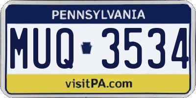 PA license plate MUQ3534
