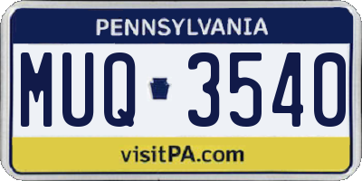 PA license plate MUQ3540