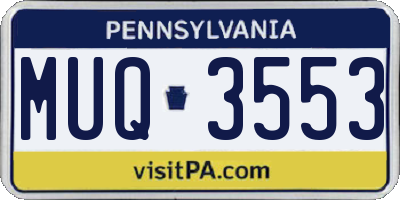 PA license plate MUQ3553