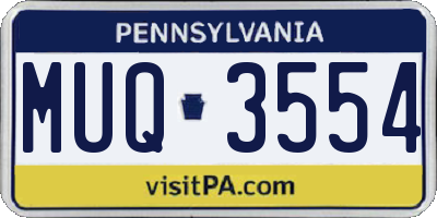 PA license plate MUQ3554