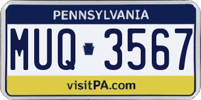 PA license plate MUQ3567
