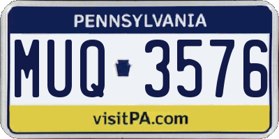 PA license plate MUQ3576