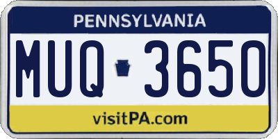 PA license plate MUQ3650