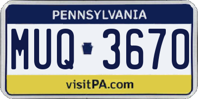 PA license plate MUQ3670